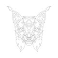 Hand drawn abstract portrait of a lynx. Vector stylized illustration for tattoo, logo, wall decor, T-shirt print design or outwear