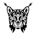 Hand drawn abstract portrait of a lynx. Vector stylized illustration for tattoo, logo, wall decor, T-shirt print design or outwear