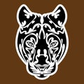 Hand drawn abstract portrait of a panther. Sticker. Vector stylized illustration isolated on brown background Royalty Free Stock Photo