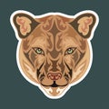 Hand drawn abstract portrait of a puma. Sticker. Vector stylized colorful illustration isolated on dark background Royalty Free Stock Photo