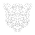 Hand drawn abstract portrait of a puma. Vector stylized illustration for tattoo, logo, wall decor, T-shirt print design or outwear