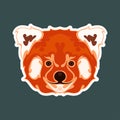 Hand drawn abstract portrait of a red panda. Sticker. Vector stylized colorful illustration isolated on dark background Royalty Free Stock Photo