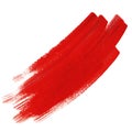 Hand drawn abstract  red brush paint texture design acrylic stroke isolated on  white background for your design. Royalty Free Stock Photo