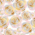 Hand drawn abstract rose flowers seamless pattern