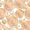 Hand drawn abstract rose flowers seamless pattern