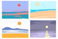 Hand drawn abstract sea landscape collection vector illustration