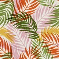 Hand drawn abstract tropical summer background : palm tree leaves silhouettes Royalty Free Stock Photo
