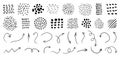 Hand drawn abstract vector textures and arrows. Minimal dotted and striped graphic patterns for creative design