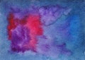 Hand drawn abstract watercolor multicolor space background