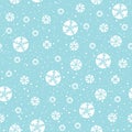 Hand drawn abstract white Christmas snowflakes on ice blue background vector seamless pattern. Winter Holiday Nordic Royalty Free Stock Photo