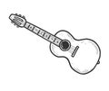 Hand drawn acoustic guitar element. Royalty Free Stock Photo