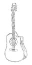 Hand drawn acoustic guitar sketch Royalty Free Stock Photo