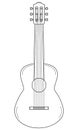 Hand drawn acoustic guitar. Stringed musical instrument. Doodle style. Vector