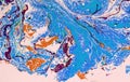 Abstract blue hand drawn acrylic painting creative art background.Closeup shot of brushstrokes colorful acrylic paint on canvas wi