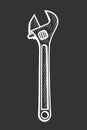Hand drawn adjustable spanner Royalty Free Stock Photo