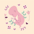 Hand drawn adorable fetus illustration Vector illustration. Royalty Free Stock Photo