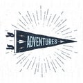 Hand drawn adventure pennant flag vector illustration.