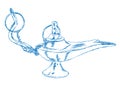 Hand Drawn Aladdin's Lamp - Vector Royalty Free Stock Photo