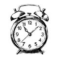Hand-drawn alarm clock showing the time five oclock Royalty Free Stock Photo