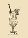 Hand drawn alcoholic cocktail vector illustration Royalty Free Stock Photo