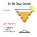 Lemon Drop martini alcoholic cocktail vector illustration recipe isolated