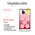 Russian Spring Punch alcoholic cocktail vector illustration recipe isolated