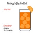 Screwdriver alcoholic cocktail vector illustration recipe isolated