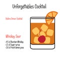 Whiskey Sour alcoholic cocktail vector illustration recipe isolated