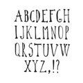 Hand drawn alphabet, font, isolated upper case letters