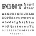 Hand drawn alphabet. Handwritten font