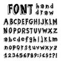 Hand drawn alphabet. Handwritten font Royalty Free Stock Photo