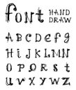 Hand drawn alphabet. Handwritten font -