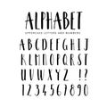 Hand drawn alphabet. Sans Serif brush font.