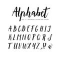 Hand drawn alphabet. Script brush font. Royalty Free Stock Photo