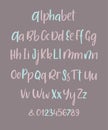 Hand drawn brush ink vector ABC upper and lower case letters set. Doodle comic font for your design. Royalty Free Stock Photo