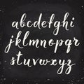 Hand drawn alphabet written with pen in blackboard design. Royalty Free Stock Photo