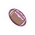 Hand drawn American Football Ball in doodle style isolated on white background