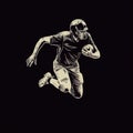 Hand-drawn American Football Player Graphic On Black Background Royalty Free Stock Photo