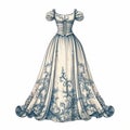 Hand-drawn Anime Wedding Dress: Elaborate Engravings In Rustic Renaissance Style