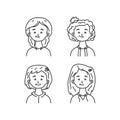 Hand drawn annoying female cartoon character avatar design