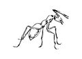 Hand drawn ant insect, stylized pismire painted by ink, emmet sketch vector illustration, black isolated character on white