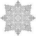 Hand drawn antistress snowflake. Template for cover, poster, t-shirt or tattoo. Winter coloring pages for adult art Royalty Free Stock Photo