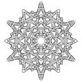 Hand drawn antistress snowflake. Royalty Free Stock Photo