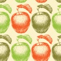 Hand drawn apple seamless pattern