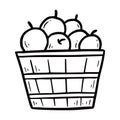 Hand drawn apple with wooden basket Royalty Free Stock Photo