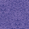 Hand drawn arabesque floral ornament damask illustration. Seamless vector purple Royalty Free Stock Photo