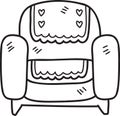 Hand Drawn Armchairs and blankets with heart prints illustration