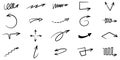 Hand drawn arrow icon set isolated on white background. Doodle vector illustration Royalty Free Stock Photo