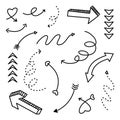 Hand drawn Arrow line icon style black and white vector illustration isolated on white background Royalty Free Stock Photo