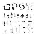 Hand drawn arrow set, collection of black direction pencil sketch symbols, vector illustration graphic design elements Royalty Free Stock Photo